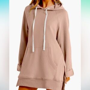 WARMY. OVERSIZED HOODIE DRESS. Taupe Size M.  NWT